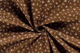 Bladeren motief - Katoen stof - bladeren - bruin - 19468-055