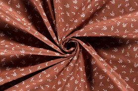 Decoratie en aankleding stoffen - Katoen stof - bladeren - terra - 19468-014