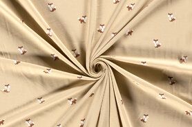 Kinderprint stoffen - Tricot stof - vosjes - beige - 19448-052
