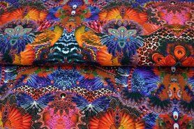Stenzo Tricot stoffen - Tricot stof - digitaal fantasieprint veren - multi - 21004-14
