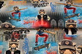 Fantasie stoffen - Tricot stof - digitaal skate boarders - multi - 21076
