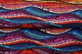 Fantasie stoffen - Tricot stof - digitaal fantasieprint - roze rood blauw - 21066-09