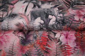 Roze stoffen - Tricot stof - digitaal safari - roze - 21010-12