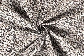 60% katoen, 40% viscose - Katoen stof - fantasieprint - gebroken wit - 19105-051