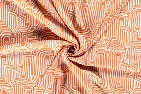 Viscose stoffen - Viscose stof - abstract - oranje - 19053-036