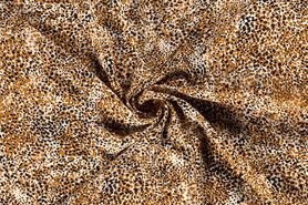 Polyester stoffen - Polyester stof - bubble chiffon vlekjes - oker - 19071-034