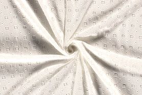 Polyester en elastan stoffen - Polyester stof - jacquard - wit - 19284-050