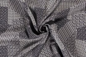 Blauwe stoffen - Viscose stof - fantasie dots - donkerblauw - 19050-008