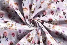 Grijze stoffen - Joggingstof - digitaal bedrukt bloemen - grijs - 19354-063