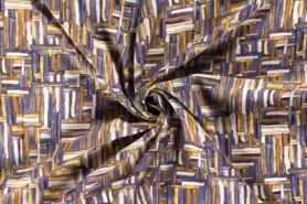 Uitverkoop - Viscose stof - borken crepe abstract - geel paars - 19090-033