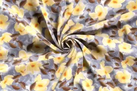 100% viscose stoffen - Viscose stof - borken crepe bloemen - lichtblauw - 19098-002