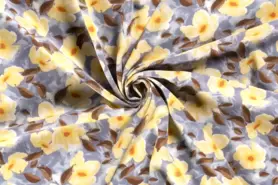 Lichtblauwe stoffen - Viscose stof - borken crepe bloemen - lichtblauw - 19098-002
