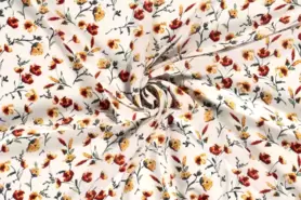Crepe Georgette - Crepe Georgette stof - bloemen - gebroken wit - 19077-051