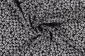 Bloemen motief stoffen - Crepe Georgette stof - bloemen - marineblauw - 19079-008
