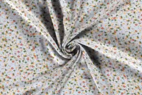 Viscose rekbare stoffen - Viscose stof - bedrukt borken crepe bloemen - babyblauw - 19100-002