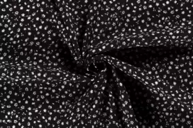 Bloemen motief stoffen - Viscose stof - bedrukt borken crepe bloemen - zwart - 19094-069