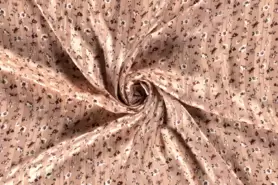 Zalmroze stoffen - Polyester stof - chiffon damast lurex bloemen - zalm - 19131-013
