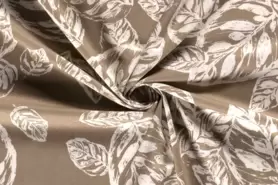 Beige stoffen - Viscose stof - bedrukt bladeren - beige - 19145-052