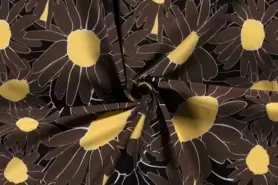 Bloemen motief stoffen - Viscose stof - bedrukt bloemen - zwart - 19140-069