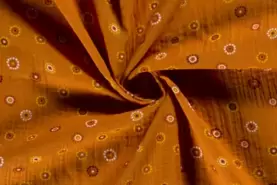 Aankleedkussen stoffen - Katoen stof - hydrofielstof bedrukt bloemen - oranje - 19182-036