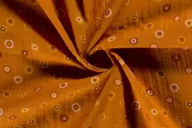 Babykamer stoffen - Katoen stof - hydrofielstof bedrukt bloemen - oranje - 19182-036