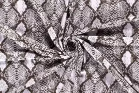Bruine stoffen - Tricot stof - bedrukt slangenprint - bruin - 19249-055
