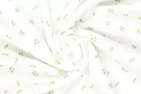 Aankleedkussen stoffen - Katoen stof - hydrofielstof bloemetjes - wit groen - 19712-020