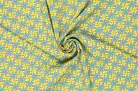 Bloemen motief stoffen - Viscose stof - tropical flowers - geel - 19774-584