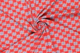 Viscose stoffen - Viscose stof - tropical flowers - rood - 19774-425