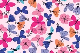 Roze stoffen - Tricot stof - bedrukt vlinders - roze - 19585-011