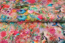 Stenzo Tricot stoffen - Tricot stof - digitaal bloemen - multi - 21316