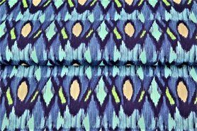 Fantasie stoffen - Tricot stof - digitaal fantasieprint - blauw - 21941-09