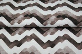Gestreepte stoffen - Tricot stof - digitaal fantasie gestreept - bruin taupe - 21942-16