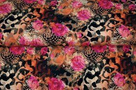 Jersey - Jersey Stoff - digitaler Fantasiedruck floral animal print - rosa - 21923-12