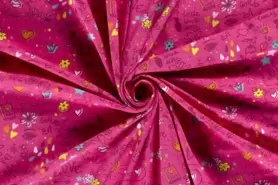 Kinderdruck - Tricot stof - bedrukt meisjes - fuchsia - 19633-017