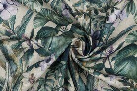 Canvas stoffen - Canvas stof - digitaal bananen bladeren - ecru - 5929-002