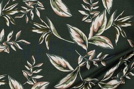 Zomer stoffen - Canvas stof - bladeren - donkergroen - 6349-011