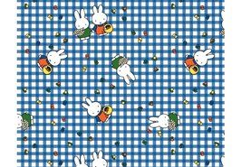Blauwe stoffen - Tricot stof - Nijntje Miffy check - blauw - 664005-20