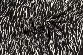 Crepe Georgette stoffen - Crepe georgette stof - zebraprint - zwart wit - 19082-069