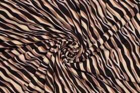 Zebraprint stoffen - Tricot stof - zebraprint - zwart beige lila - 340158-20