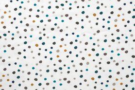 KC stoffen - Tricot stof - doodle dots - offwhite - K10215-510