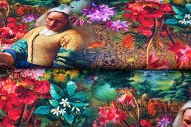 Tricot stoffen - Tricot stof - viscose digitaal fantasieprint melkmeisje bloemen - multi - 21034VI
