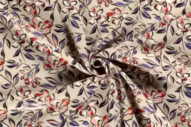 Bloemen motief stoffen - Viscose stof - bedrukt bloemen - beige - 19680-052