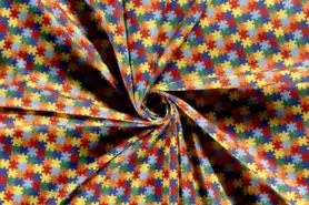 katoenen stoffen met print - Katoen stof - puzzel - multi - 19764-015