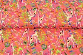 Kinderdruck - Jersey Stoff - digitaler Affe - rosa - 21211-12