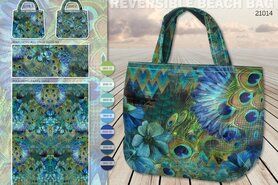 Turquoise stoffen - Canvas stof - digitaal paneel voor tas pauw - 21014