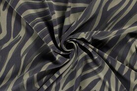 Tierdruck - Viscose stof - crepe zebraprint - groen - 18279-028