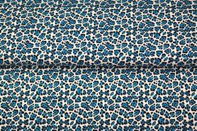 Dierenprint stoffen - Tricot stof - panterprint - turquoise - 21601-09