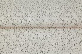 95% katoen, 5% elastan stoffen - Tricot stof - streepjes - wit - 21639-02