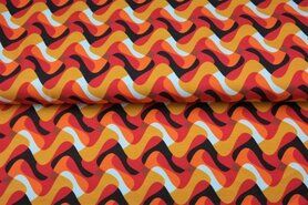 Fantasie stoffen - Tricot stof - fantasieprint - oranje - 21625-13